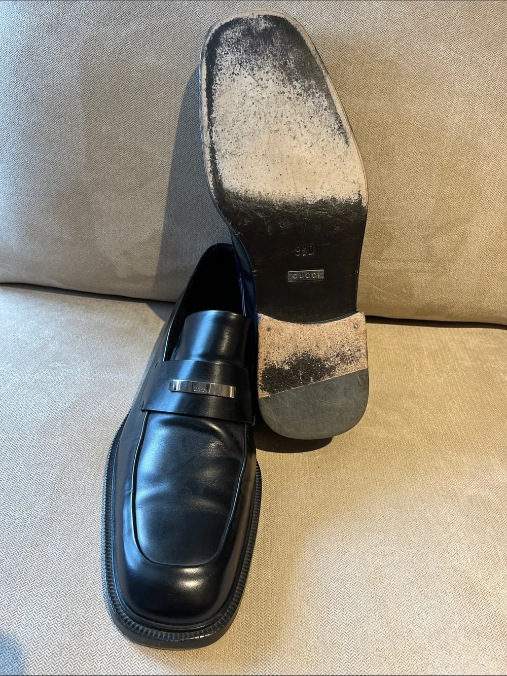 Gucci Black Leather Men’s Bit-Trim Loafers
